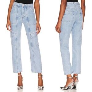 AGOLDE Cooper Cargo Jeans 32 light wash rigid denim high rise straight leg ankle